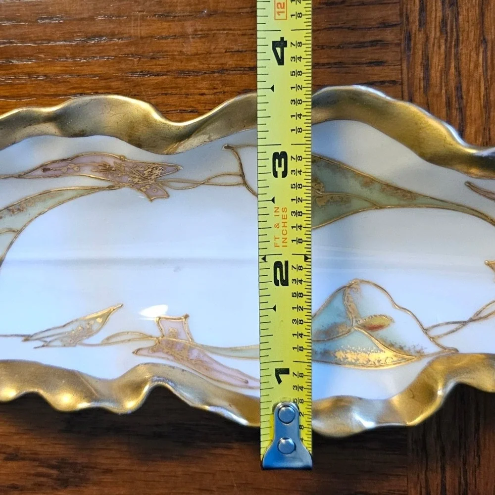 Limoges France Porcelain Celery Dish Calla Lily Gold Gilt Kahn & Henderson Tray